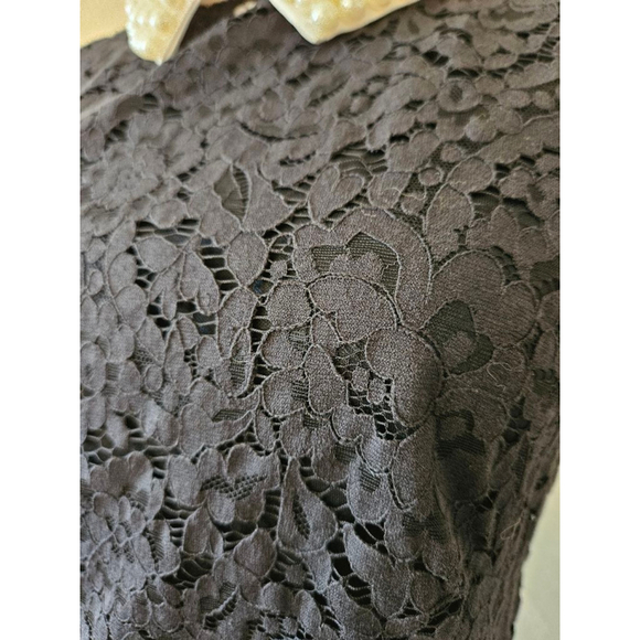 Betsey Johnson Black Lace Fit & Flare Sleeveless Dress w/Pearl Collar-Size 6 - Picture 3 of 9